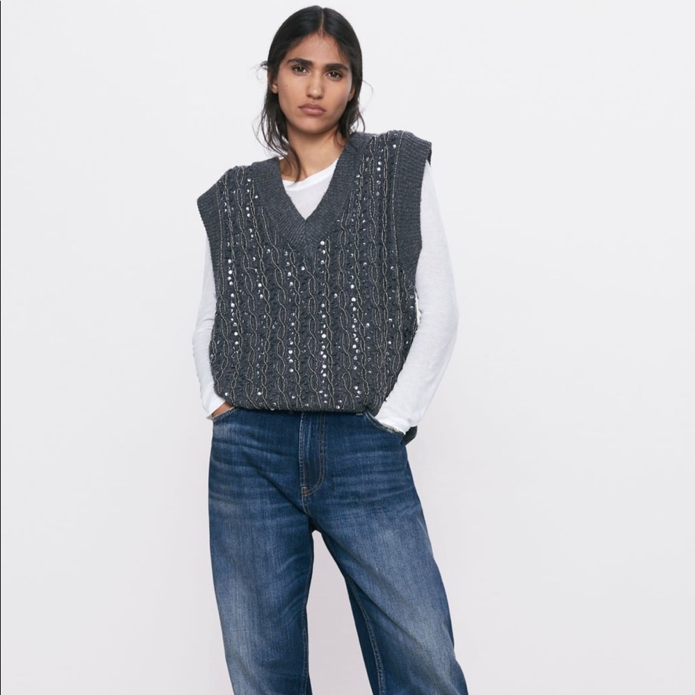Zara limited edition beaded sequin vest